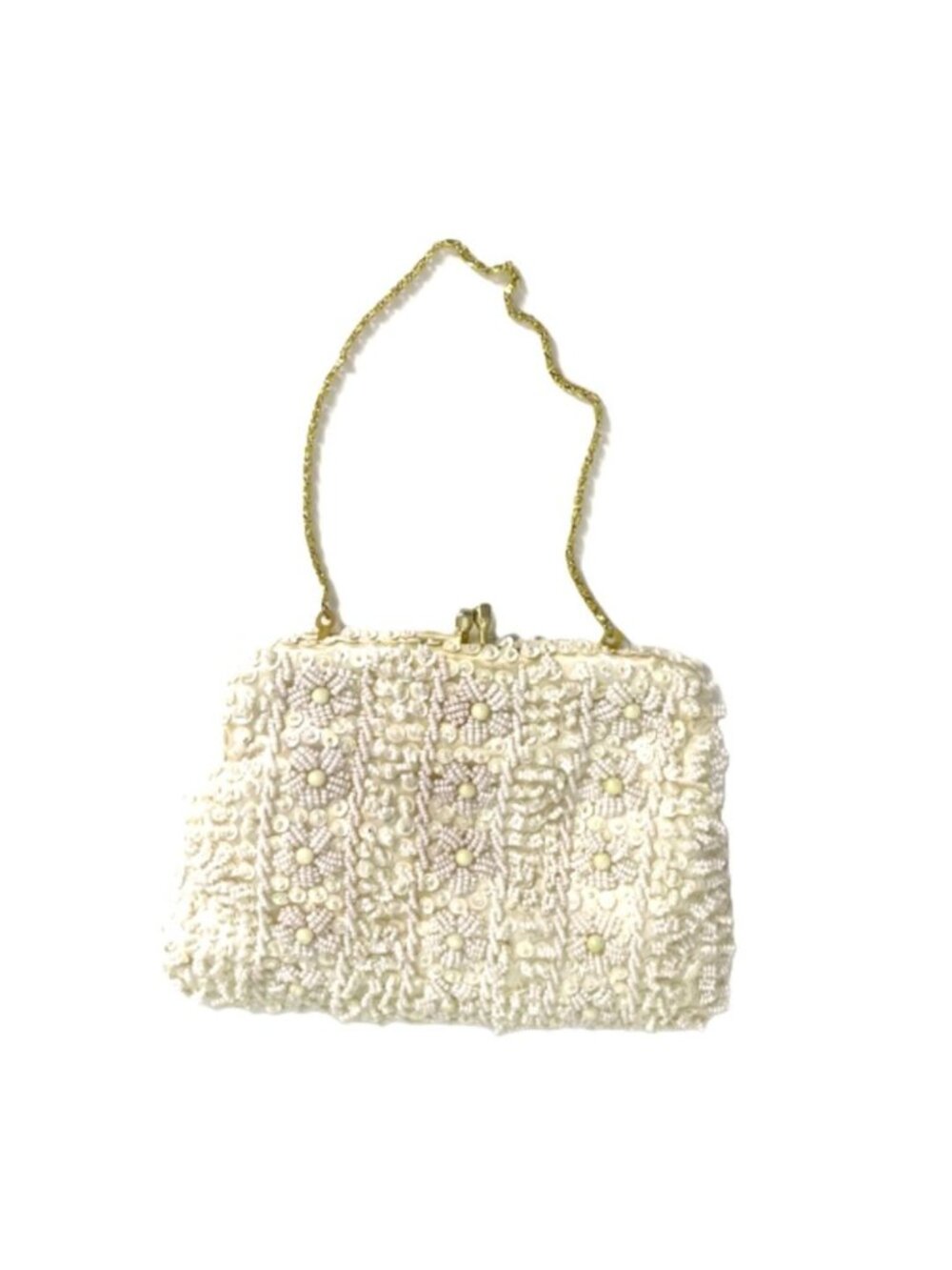 Vintage Richere by Walborg White Beaded Sequin Evening Bag Clutch Hong Kong